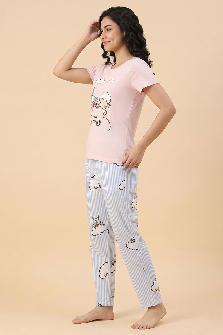 Zivame Farm Lore Knit Cotton Pyjama Set - Cradle Pink — image 3